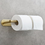 ZUN Stainless Steel Towel Holder Adhesive Lengthen Toilet Paper Holder for 2 Roll Papers, Brushed Gold 77105360