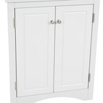 ZUN White Triangle Bathroom Storage Cabinet with Adjustable Shelves, Freestanding Floor Cabinet for Home 88522667