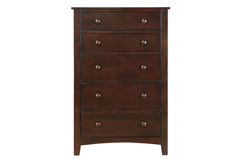 ZUN Contemporary Dark Oak Finish 1pc Chest of Drawers Plywood Pine Veneer Bedroom Furniture 5 drawers HS00F4235-ID-AHD