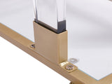 Golden Side Table, Acrylic Sofa Table, Glass Top C Shape Square Table with Metal Base for Living W82153574