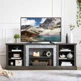 ZUN Large TV Stand TV Desk Rack with Faux Stacked Stone Surround,Media Console Table with Large W1758P187680