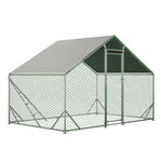 ZUN 10 ft. x 6.6 ft. Large Metal Walk-In Chicken Coop Galvanized Poultry Cage with Roosting Bar Farm Hen W2505P160535