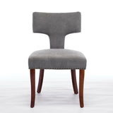 ZUN Mid Century Modern Dining Chairs Set of 2, Farmhouse Linen Fabric Upholstered Accent Chair Curved W1143P186367