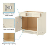 36"in. W x 21"in. D x 34.5"in. H in Antique White Plywood Ready to Assemble Floor Vanity Sink Base T3210P297529