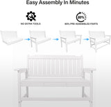 HDPE Outdoor Bench, Weather-Resistant Patio & Porch Bench With Aluminum-Reinforced Frame, 560 Lbs 21487707