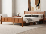 Queen Size Flat Panel Bed with Headboard & Footboard, Minimalist Modern Platform Bed with Wood Grain N733P422480D