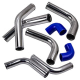 2.5" Universal Aluminum Intercooler Turbo Piping Pipe Kit Silicone Hose Clamps 19074328