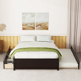 ZUN FULL BED WITH TWIN SIZE TRUNDLE AND TWO DRAWERS FOR ESPRESSO COLOR 81496406