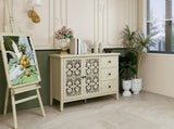 Hollowed-out Cabinet with 2 Door 3 Drawers, American Furniture, Suitable for Bedroom, Living Room, W688P223034