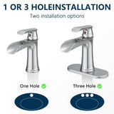 Sink Faucet With Deck Plate Waterfall Brushsed with Pop Up Drain and Supply Lines Bathroom faucets W1932P180746