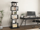 360&deg Rotating 6-Tier Black Bookshelf with Stable Anti-Tip Base, Tall Floor Standing Bookcase & W409P167479