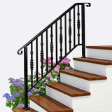 Matte Black Outdoor 4 Level Iron Handrail 05779125