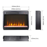 23 inch electric fireplace insert, ultra thin heater crystal & realistic flame, remote control W1769110507