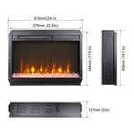 ZUN 23 inch electric fireplace insert, ultra thin heater crystal & realistic flame, remote control 54886294