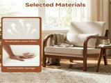 Comfy Armchair with Removable Cushions & Lumbar Pillow, Ergonomic Accent Chair Support 400 lbs-White 10140023