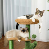 ZUN Cactus Cat Tree Cat Tower with Warmy Condo, Plush Perches, Sisal Scratching Post and Fluffy Balls 97073678