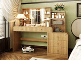 47.4'' Large Makeup Vanity Desk with Mirror and Lights, Fluted Dressing Table with 5 Drawers & Open N704P465888N