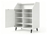 White Multi-Compartment Shoe Cabinet with Countertop & Open Storage Cubbies, Magnetic Door 43141601