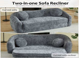 86-inch Curved Convertible Sofa Recliner, 2-in-1 Frameless Folding Sofa Bed with Pull-Out Base and W3505P452818
