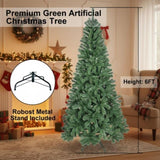 6FT Christmas Tree Artificial Plant 500 PVC Tips Hinged Metal Stand Full Indoor Party Holiday Decor 73506338