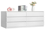 6 Drawer Double Dresser for Bedroom, Wide Storage Cabinet for Living Room Home Entryway, White 76423691