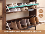 Boho Style Shoe Cabinet Cabinet with 4 Flip Drawers & Open Shelves, Freestanding Shoe Organizer for 53351732