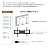 Wooden Storage TV Stand Black Tempered Glass Height Adjustable Universal Swivel Entertainment Center W241P300328