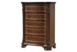 ZUN Traditional Style 5-Drawer Chest With metal drawer pulls Made with Wood in Walnut B009P225189