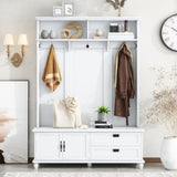 ON-TREND Modern Style Hall Tree with Storage Cabinet and 2 Large Drawers, Widen WF306450AAK