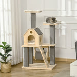 ZUN Cat Tree for Indoor Cats with Pillow-Covered Perches, Spinning Toy, Modern Climbing Activity Cat 36677720