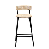Counter Stools Set of 2 Handwoven Paper Rope Bar Stools Boho Round Dining Pub Chairs for Kitchen W1757P271584