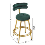 ZUN 27.65'' Modern Counter Stools Set of 2,Dark green velvet Counter Stools with iron Frame,Soft back N780P194940E