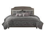 6-Piece Full/Queen 6 Piece Jacquard Quilt Set with Throw Pillows,Grey B035P408226