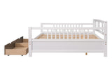 Full Size Daybed Wood Bed with Two Drawers,White 67032635