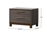 Wooden Nightstand with 2 Drawers in Two-Tone Antique Gray Finish B016P251591