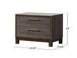 Wooden Nightstand with 2 Drawers in Two-Tone Antique Gray Finish B016P251591