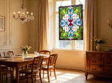 Tiffany Style Stained Glass Window Panel 17 x 29 in, Vintage Hanging Transom with Chain, for Kitchen 87357701