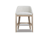 Newport 30.5" Coastal Curved Back Upholstered Barstool, Two-Tone Neutral Gray Polyester Wool Blend B2719P391775
