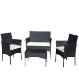 ZUN 4 PC Rattan Patio Furniture Set Outdoor Patio Cushioned Seat Wicker Sofa W209P149123