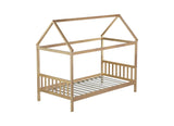 Twin House Bed with Headboard and Footboard, Twin Rubber Wood Bed with House Frame,White OAK W504P225961