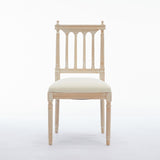 Antique Dining Chairs - Linen Fabric Upholstered Wooden Chairs Set of 2 W1622P234025