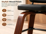 1pcs Bar Stool, Solid Iron Tube Backrest, PU Upholstery, Curved Wood Legs, Swivel Bar Chair, Black 29325843