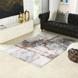 Quarry 5x6.5' Abstract Area Rug, Gray & Orange Polypropylene B2719P245965