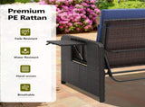 Patio Rattan Daybed Set, 2-in-1 Wicker Loveseat Sofa with Multipurpose Ottoman & Retractable Side 24305570