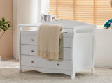 White 3-Tier Drawer Baby Cot with Safety Guard 90.5x58x92cm Wooden Baby Bed & Storage Combo 88025463