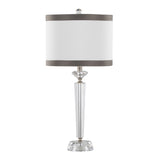 Diamond Torch 25.75" Crystal Contemporary Table Lamp in Clear K9 Crystal, Off-White Linen Shade with B202P224009