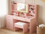 LED Tri-Color Lighting Dressing Table Set Particleboard Textured Melamine Finish Dressing Table 46574011