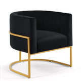 ZUN Upholstered Velvet Accent Chair with Golden Metal Stand,Mid-Century Living Room Leisure Chair with W2186137441