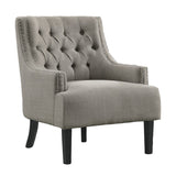 Modern Traditional Accent Chair Button Tufted Taupe Fabric Upholstery Solid Wood 1pc Living Room B011P182656