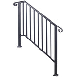 Handrails for Outdoor Steps, Fit 3 or 4 Steps Outdoor Stair Railing, Picket3 Wrought Iron Handrail, W465124224